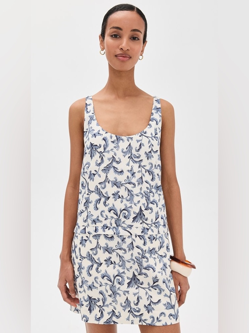NWT Posse Rue Shift Mini Dress Blue Baroque Linen Silk Womens Size S - Picture 2 of 12